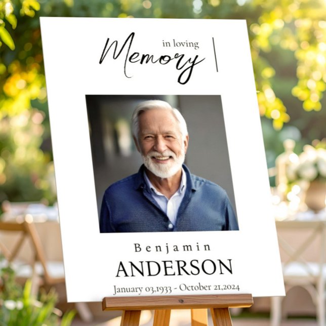 Poster Memorial Funeral Sinal de Boho Elegante Foto (Criador carregado)