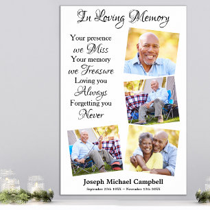 Poster Memorial Moderno Em Memória 4 Foto Funeral Memoria