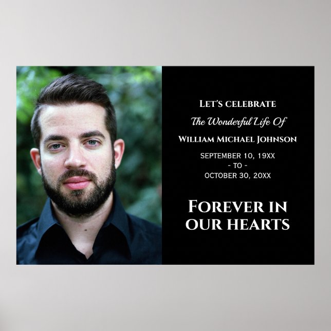 Poster Memorial Moderno Personalizado com Foto Para Sempr (Frente)