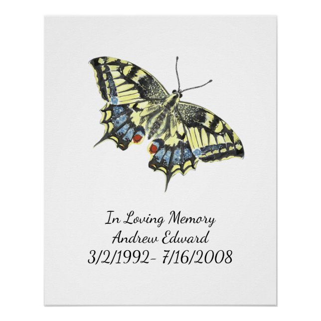 Póster Memorial Personalizado de Borboleta (Frente)
