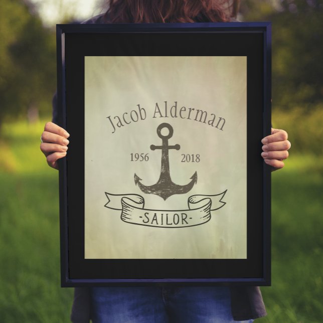 Poster Memorial Personalizável do Vintage Sailor (Criador carregado)