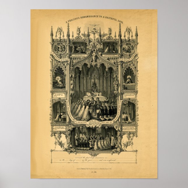 Poster Memorial Pessoal da Primeira Comunhão (tan) (Frente)