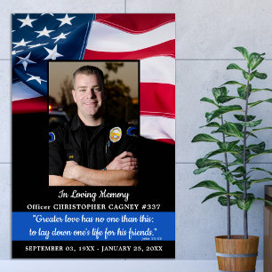 Poster Memorial Policial Em Memória Afetuosa Lembrança Fu