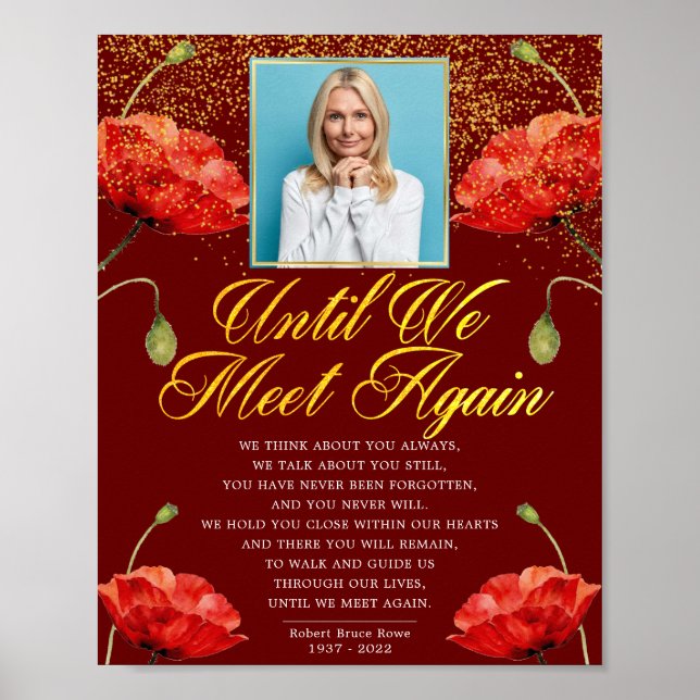 Poster Memorial Rosas Vermelhas Elegantes Sinal de Poema  (Frente)