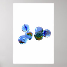 Poster Memórias Azuis: Arte Minimalista de Bolas de Vidro