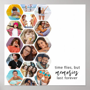 Poster Memórias de Colagem de Fotografias Múltiplas Simpl