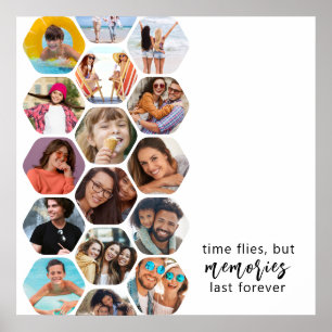 Poster Memórias de Colagem de Fotografias Múltiplas Simpl