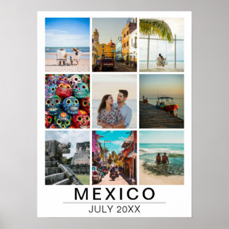 Poster Memórias de Férias Personalizadas Colagem de 9 Fot