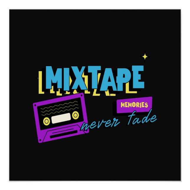 Póster Memórias de MixTape Nostalgia de Cassete Retro (Frente)