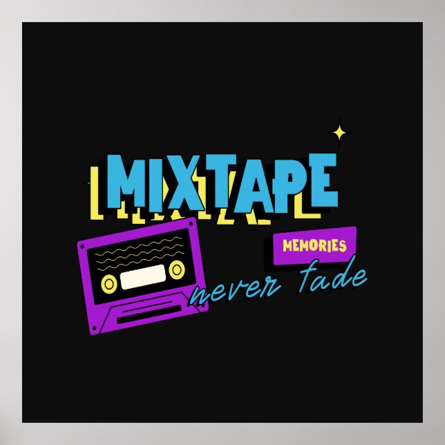 Poster Memórias de MixTape Nostalgia de Cassete Retrô (Frente)