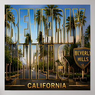 Poster Memórias de Viagem da Palmeira de Beverly Hills Ca
