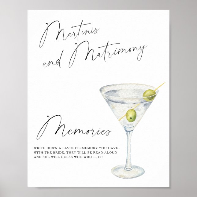 Poster Memórias do chá de noiva Martini com a noiva (Frente)