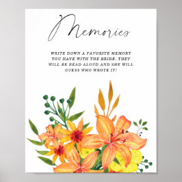 Poster Memórias florais de primavera verão com noiva