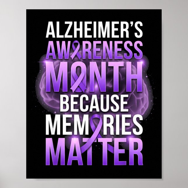 Poster Memórias laço roxo mês de conscientização da doenç (Frente)