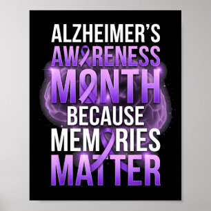 Poster Memórias laço roxo mês de conscientização sobre al