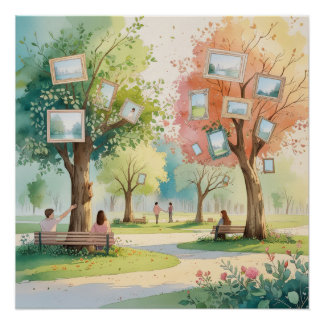 Póster Memory Park – Reflective Watercolor Emotional Art