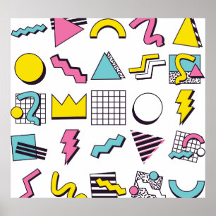 Poster Memphis dos anos 90: Elementos Pop Design.