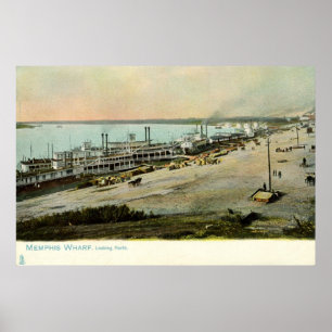 Póster Memphis Tennessee, barcos em um vintage 1906 do