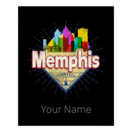 Póster Memphis Tennessee EUA Retro Skyline
