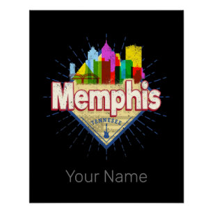 Póster Memphis Tennessee EUA Retro Skyline
