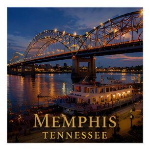 Póster Memphis Tennessee Mississippi Blues & Rio