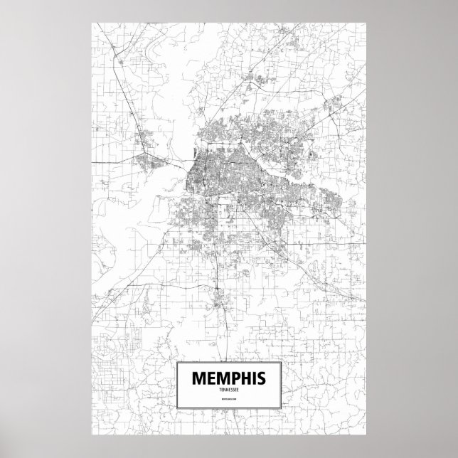 Póster Memphis, Tennessee (preto em branco) (Frente)