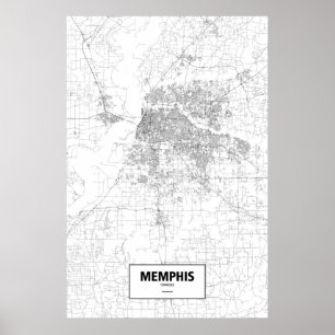 Póster Memphis, Tennessee (preto no branco)
