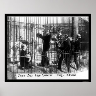 Poster Men Playing Jazz Music by a Polar Bear 1924
