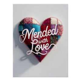 Póster Mended with Love Art Print – Cozy Heart Wall Decor