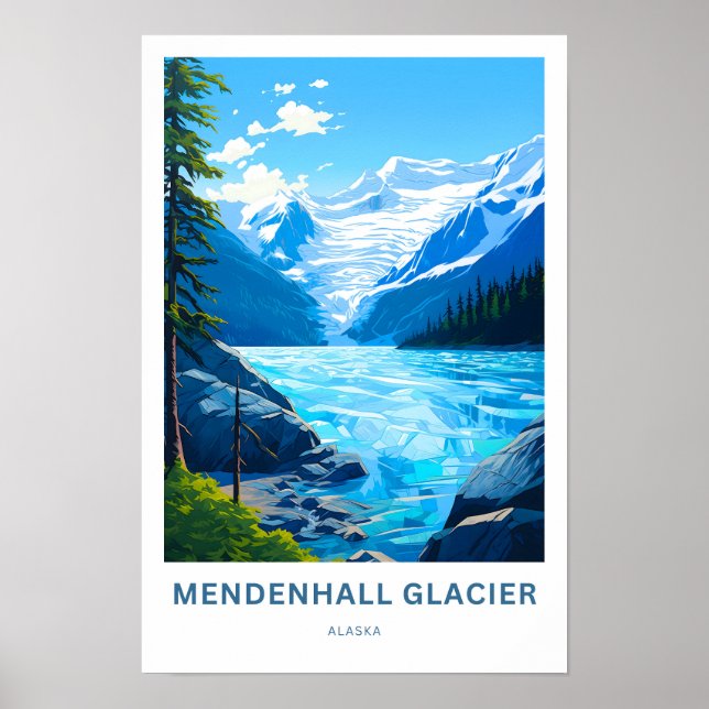 Poster Mendenhall Glacier Alaska Travel Print (Frente)