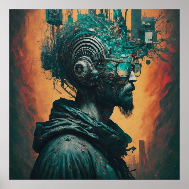 Poster Mendigo Imprimível no mundo eletrônico moderno (Frente)