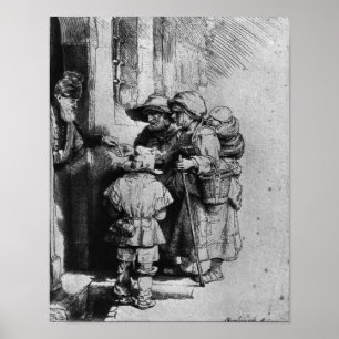 Poster Mendigos na entrada de uma casa, 1648