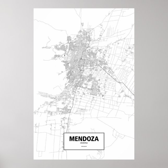 Póster Mendoza, Argentina (preto no branco) (Frente)