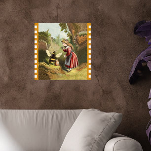 Póster Menina Abelha Vintage Pote de Mel