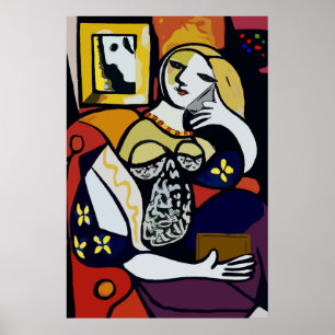 Póster Menina abstrata no telemóvel