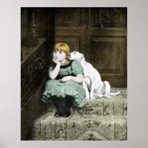 Póster Menina adorador do cão