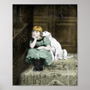 Póster Menina adorador do cão