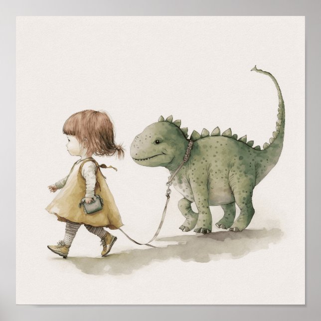 Poster Menina adorável andando pôster de arte de parede d (Frente)