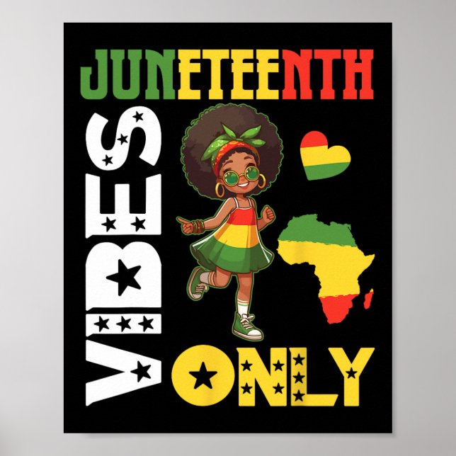 Poster Menina Afro-Americana Dançando Vibrações de Junete (Frente)