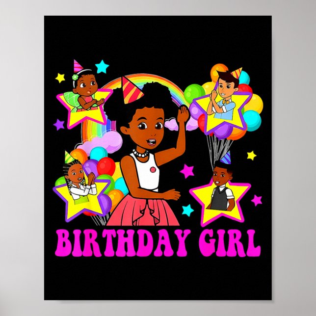 Poster Menina aniversariante gracie boneca rosa decoraçõe (Frente)