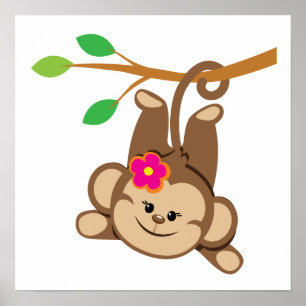 Póster Menina balançando macaco