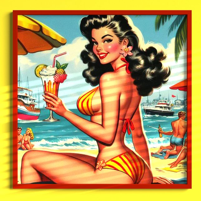 Poster Menina Bikini com Retro Bonito (Criador carregado)