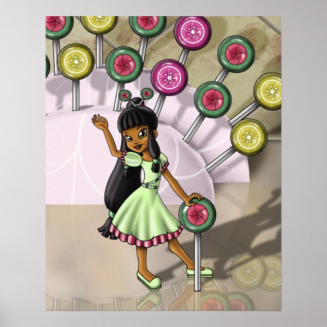 Póster Menina Biracial e Pirulitos (Frente)