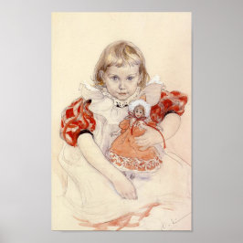 Poster Menina bonita com boneca (Arte infantil)