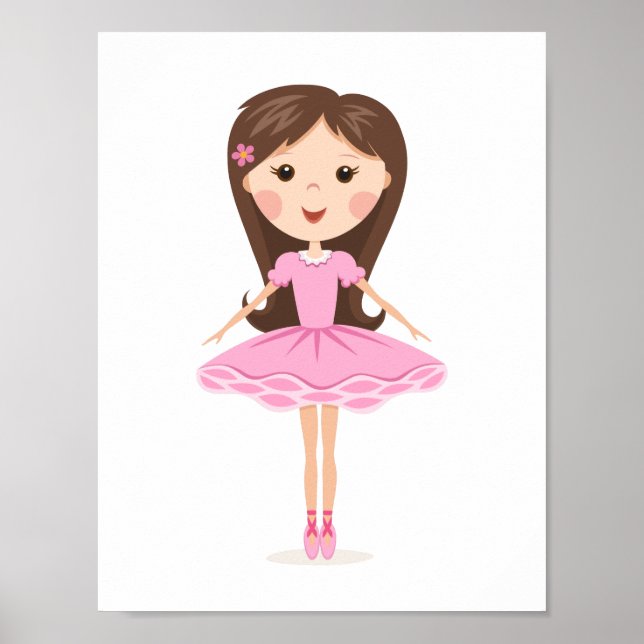 Poster Menina bonita de bailarina em tutu rosa (Frente)