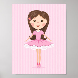 Póster Menina bonita de bailarina em tutu rosa