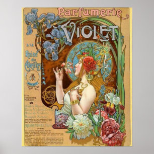 Poster Menina bonito e anúncio violeta do perfume
