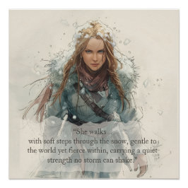 Póster Menina Caminhando pela Neve – Poster Inspirador
