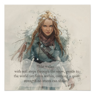 Póster Menina Caminhando pela Neve – Poster Inspirador