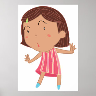 Poster Menina Caprichosa Vestindo um Vestido Rosa Listrad